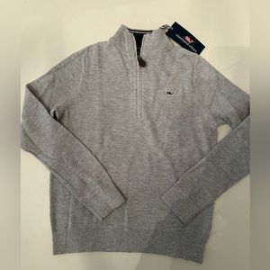 NEW WITH TAGS KIDS VINEYARD VINES CLASSIC ZIP MOCKNECK. SIZE 8-10/SMALL GRAY